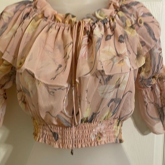 H&M Peach Floral Crop top.  Size S.  4/6 - Picture 3 of 7